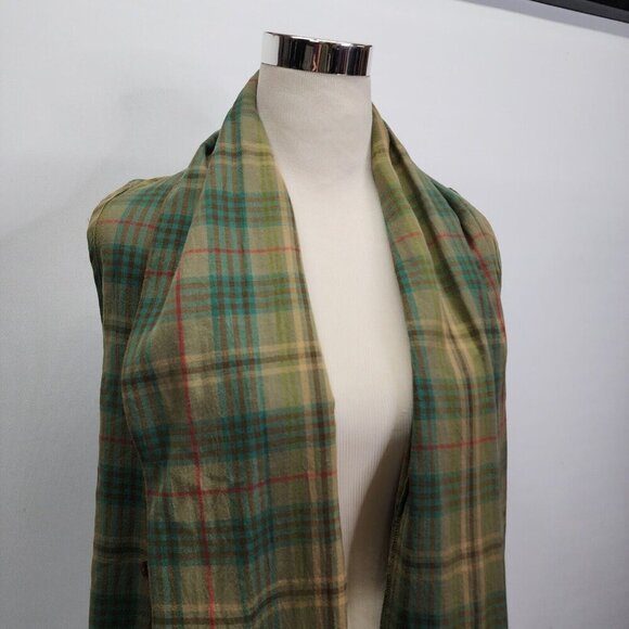 Kyla Seo Green Plaid Embroidered Open Front Sleeveless Cardigan Small EUC - Picture 4 of 13